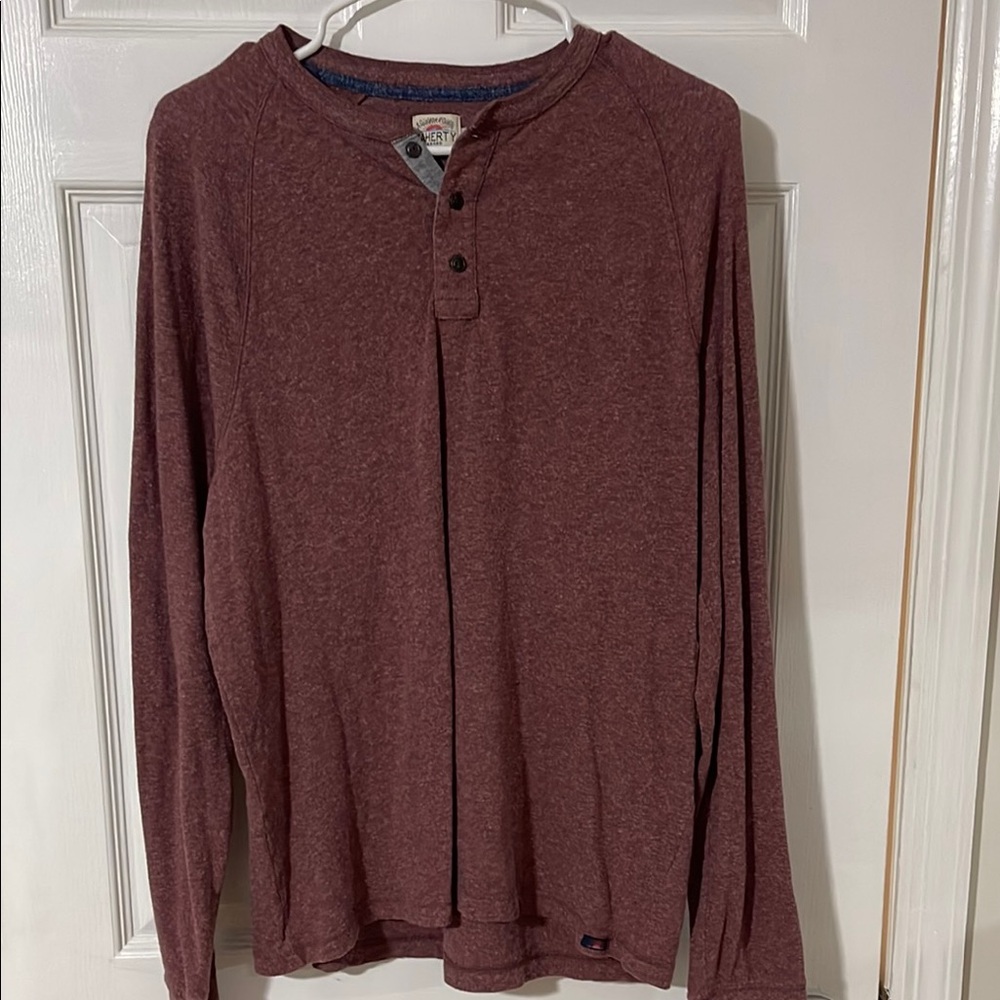 Faherty Men's Maroon Henley Shirt